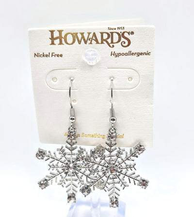 Holiday Jewelry Collection - Earrings / Rhinestone Snowflake Silver