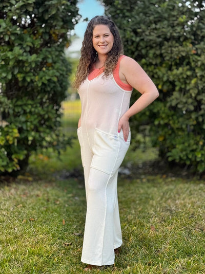 Jump Around Jumpsuit By Simply Southern - Ivory