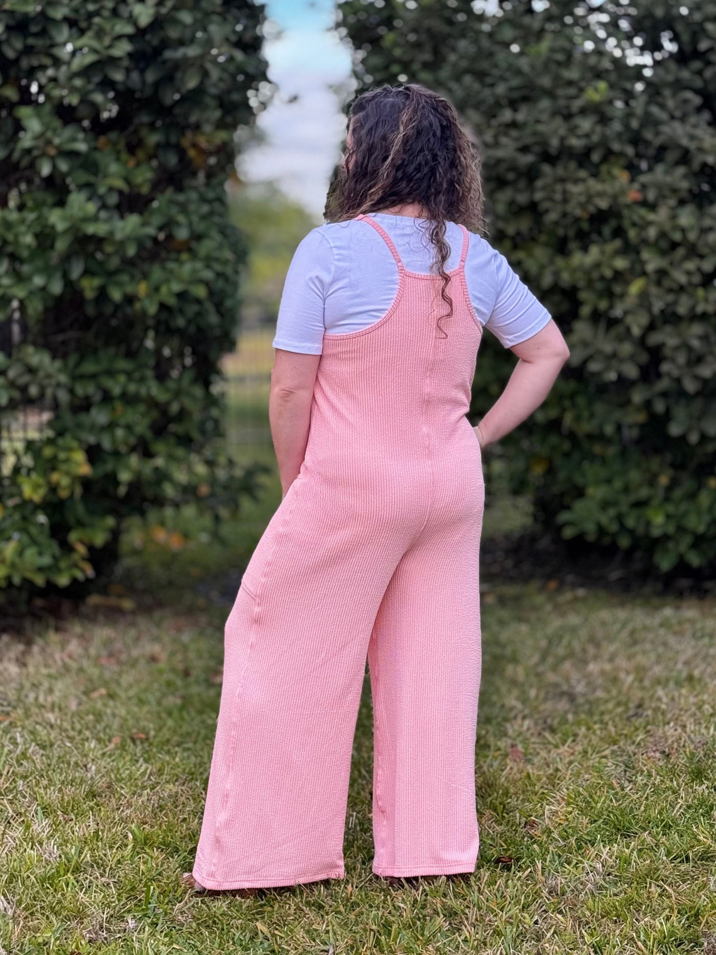 Jump Around Jumpsuit By Simply Southern - Coral