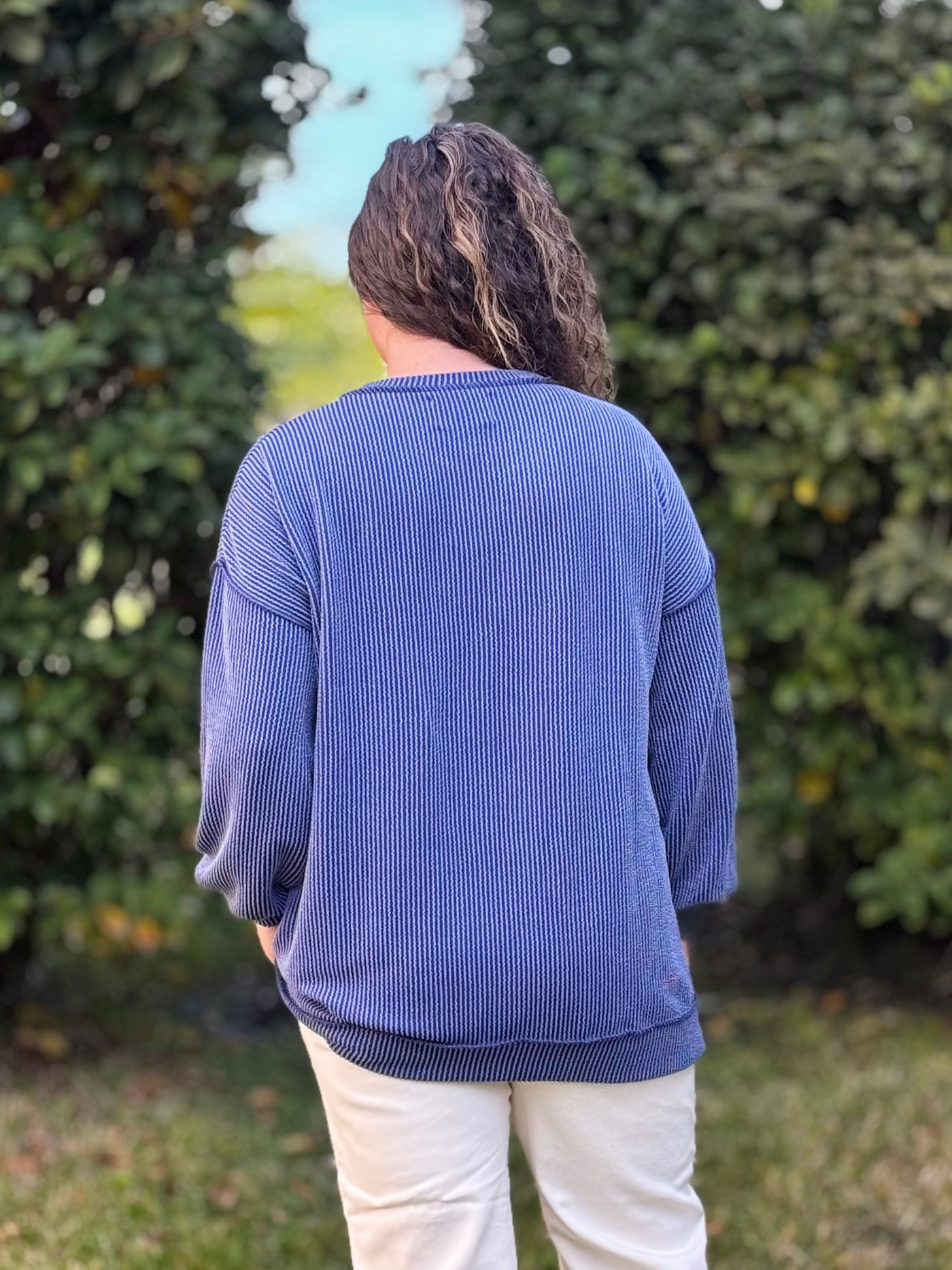 Radiantly Ribbed Long Sleeve - Navy