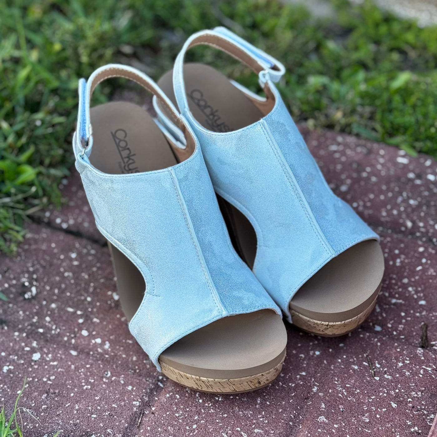 Tiffanee Wedge By Corkys In White Metallic