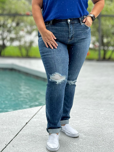 Just Roll With It Slim Cut Jeans By Judy Blue