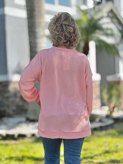 Radiantly Ribbed Long Sleeve - Coral