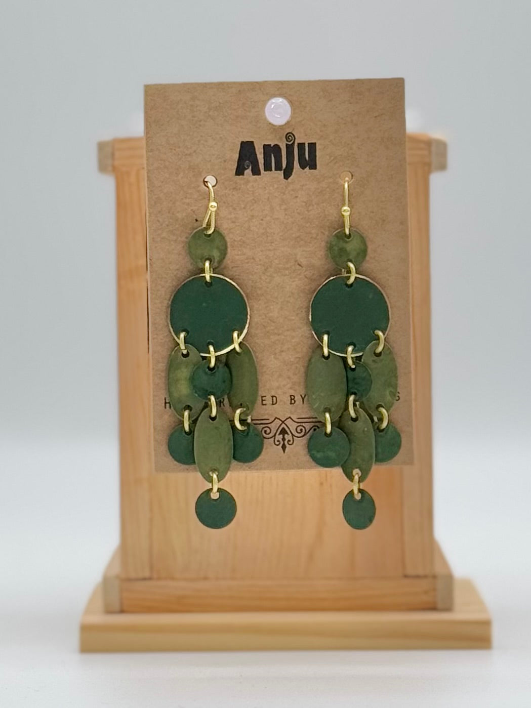 Brass Patina Collection by Anju - Earrings - Forest Green Layered Tassels