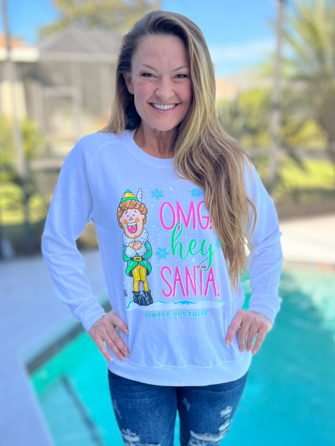 OMG! Hey Santa Crew Neck Sweatshirt By Simply Southern