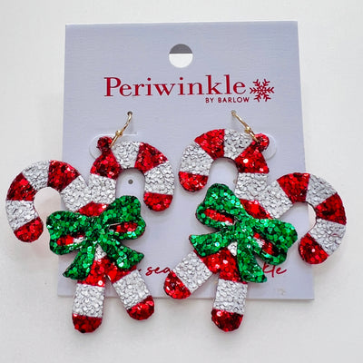 Holiday Collection by Periwinkle - Glitter Candy Canes With Bows