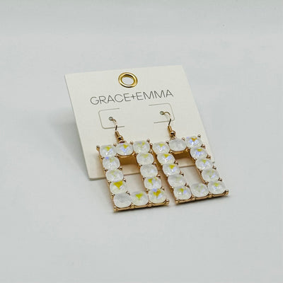 Jewelry By Southern Grace - White Stone Square Earrings