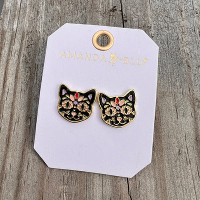 Spooktacular Earrings - Black Cat Stud