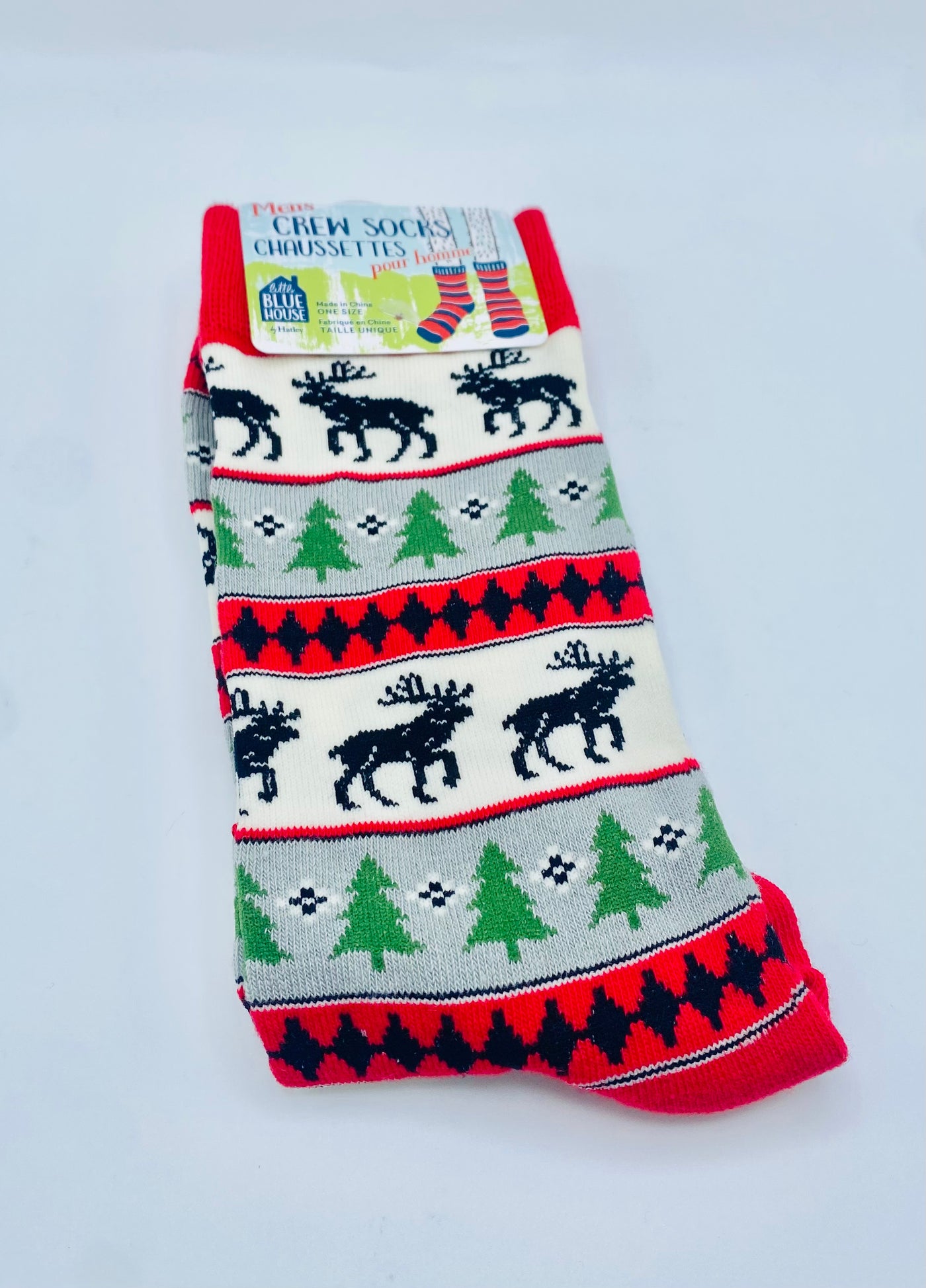 Holiday Crew Socks - Men's - Elk Fair Isle