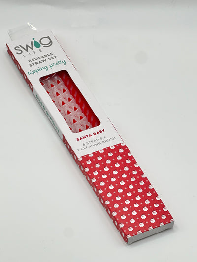 Swig Life Holiday Collection - Santa Baby & Candy Cane Reusable Straw Set