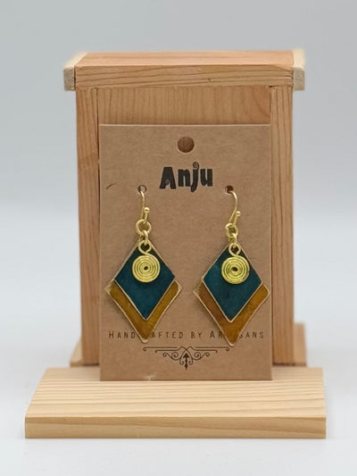 Brass Patina Collection by Anju - Earrings - Diamond Swivel Earth Layers