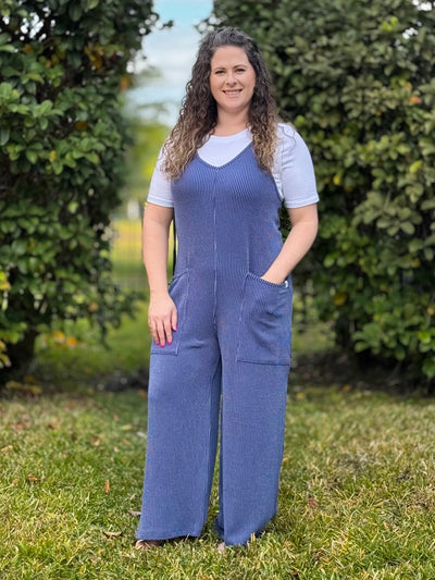 Jump Around Jumpsuit By Simply Southern - Navy