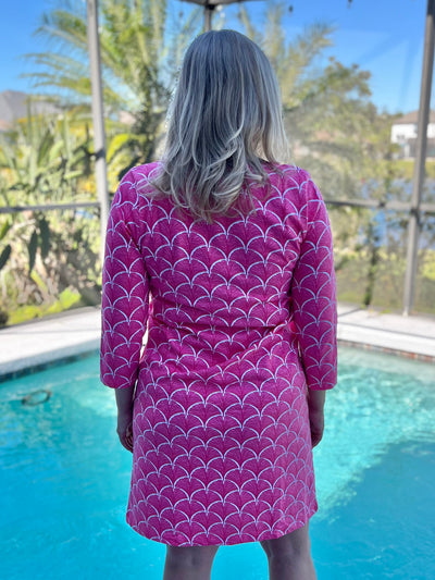 Bateau Dress In Coral Fans By Capelton Road