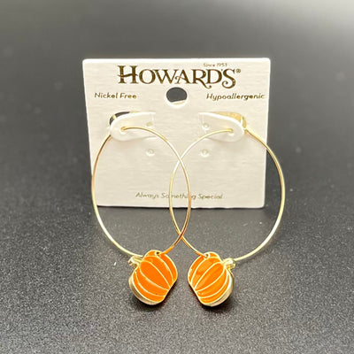 Spooktacular Earrings - Pumpkin Charm Hoop Drop