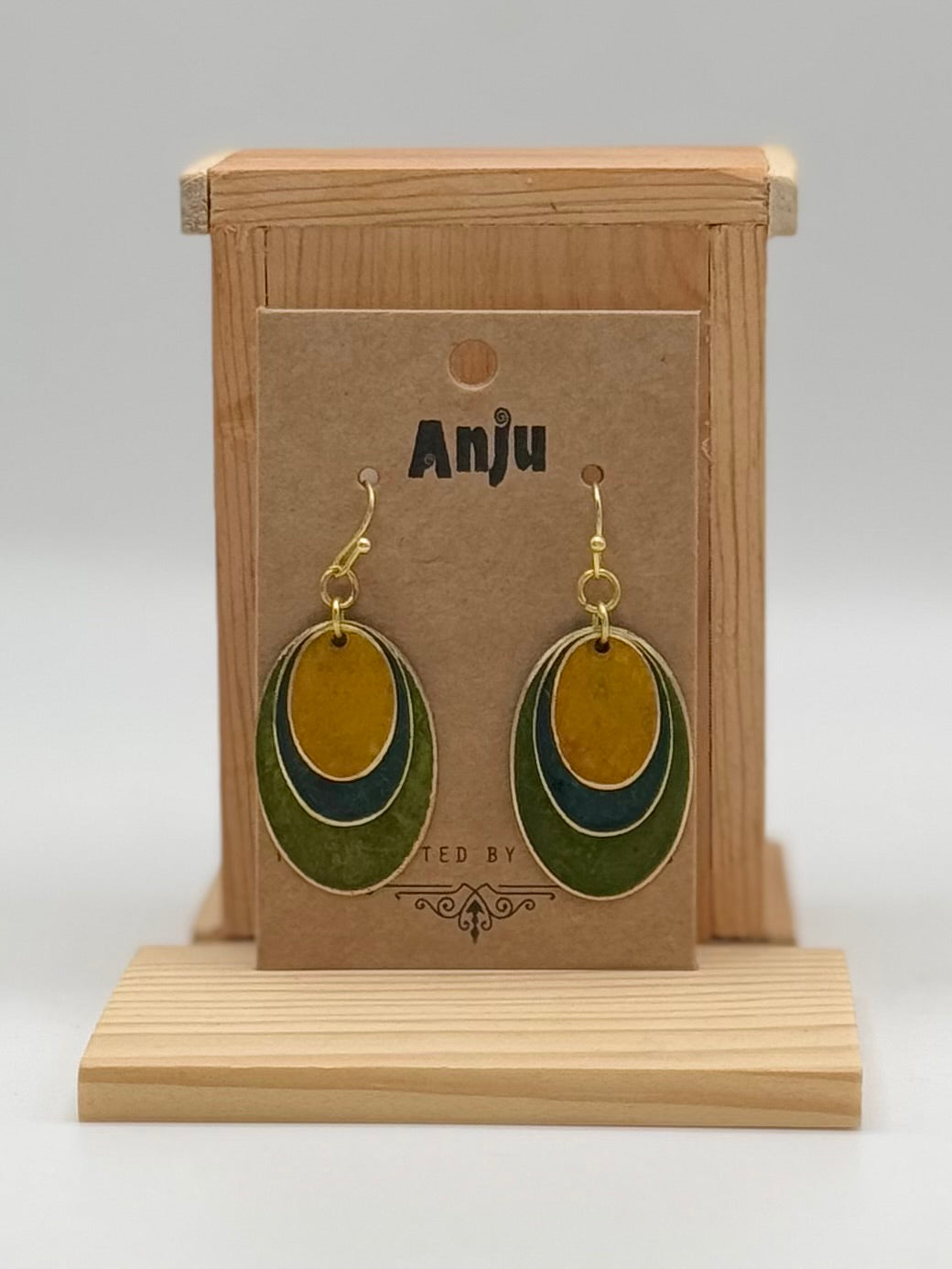 Brass Patina Collection by Anju - Earrings - Earthy Oval