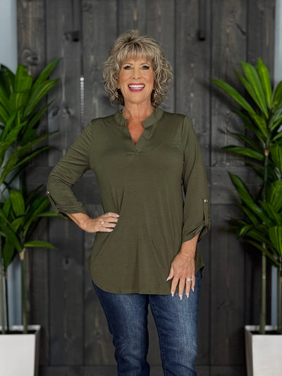 The Lizzy Top In Olive By Dear Scarlett