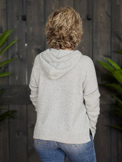 Cozy Contrast Hoodie - Light Grey