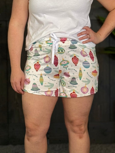 Holiday Lounge Wear By Amanda Blu - Merry & Bright Ornaments Shorts