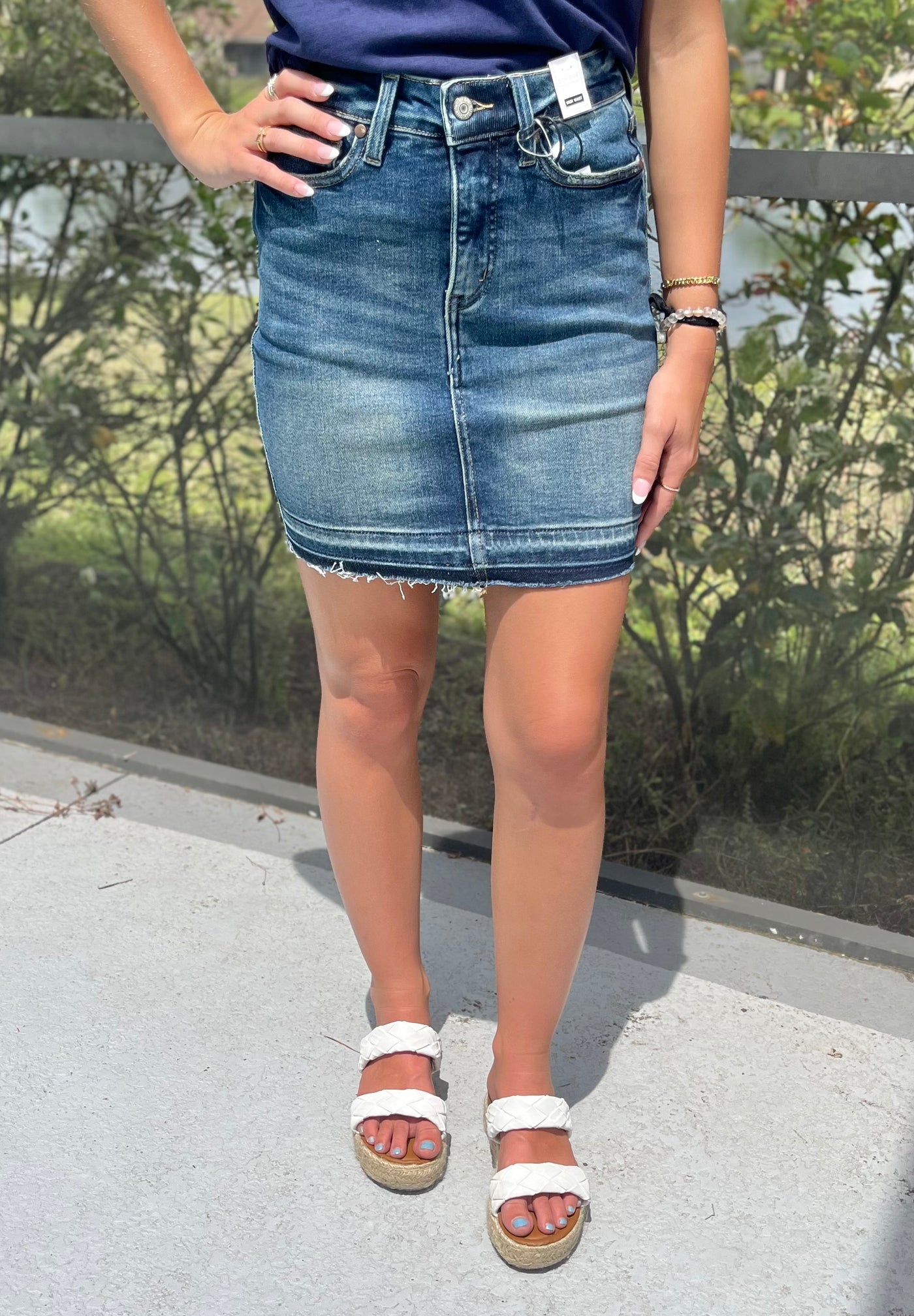 Living On The Edge Denim Skirt By Judy Blue