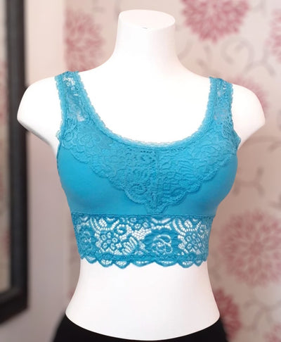 Little Bit Of Lace Bralette in Aqua