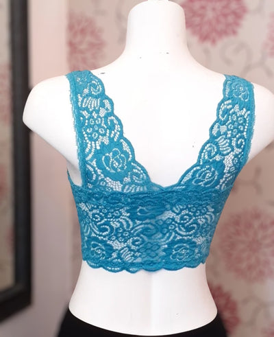 Little Bit Of Lace Bralette in Aqua