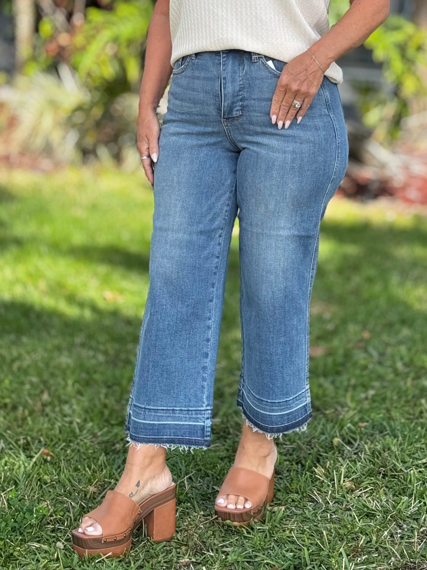 Cropped & Casual Tummy Control Cropped Jeans By Judy Blue