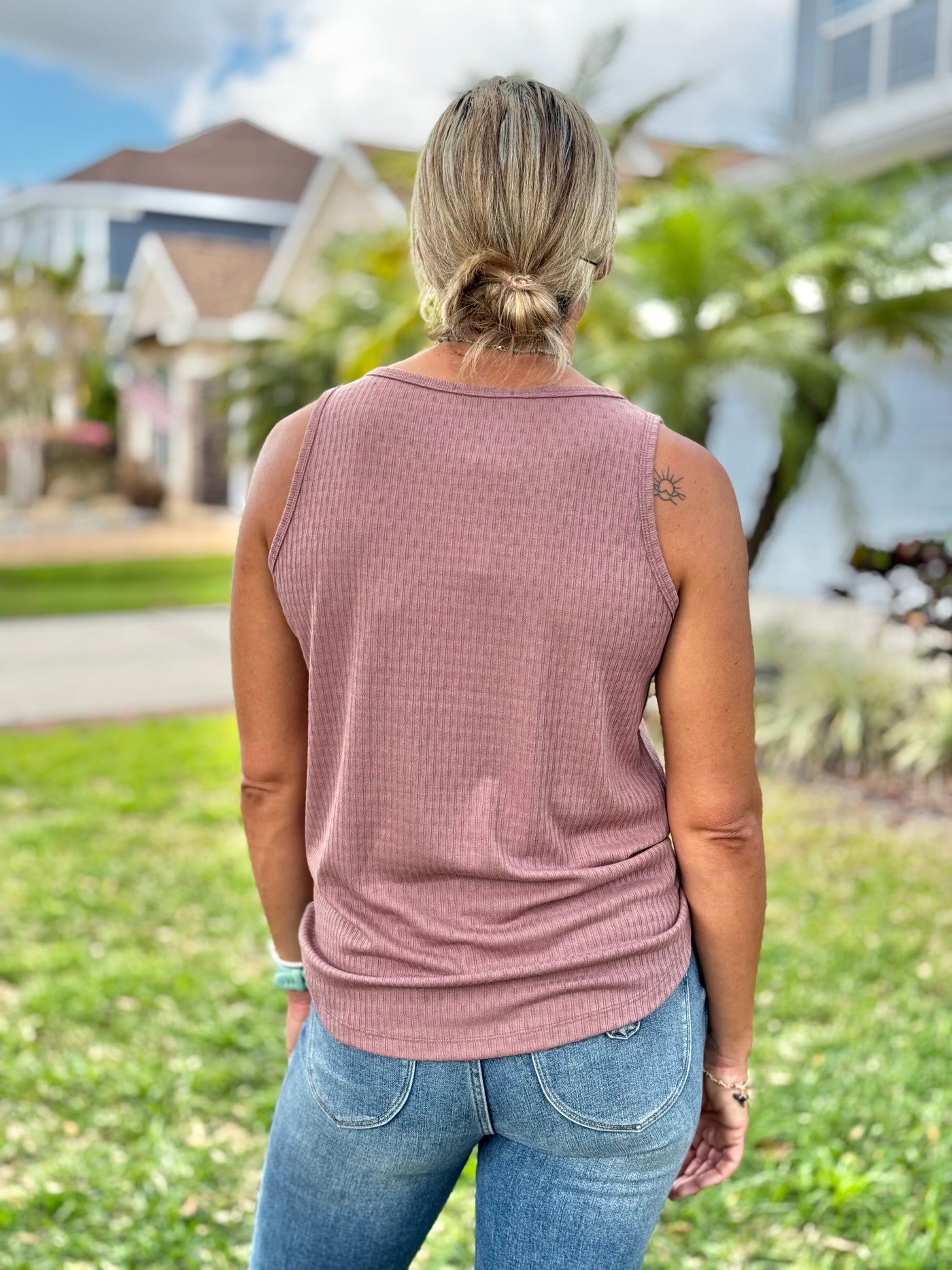 On The Right Path Tank - Dusty Rose