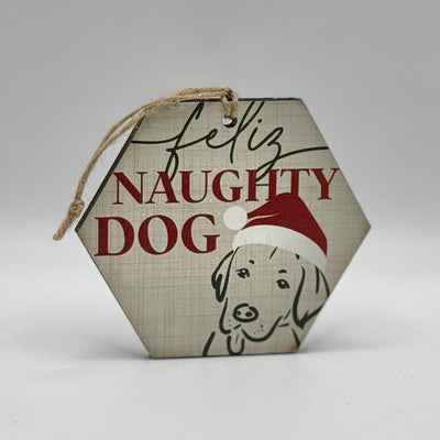 Winter Holiday Decor By Sincere Surroundings - Ornament - Feliz Naughty Dog