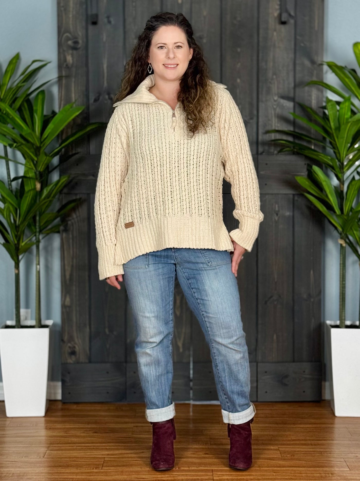 Weave Your Way Sweater By Simply Southern - Parchment