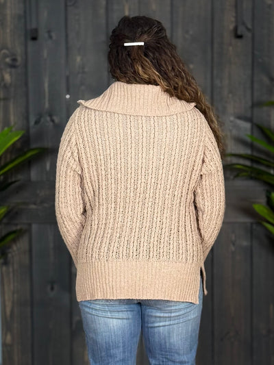 Weave Your Way Sweater By Simply Southern - Tan