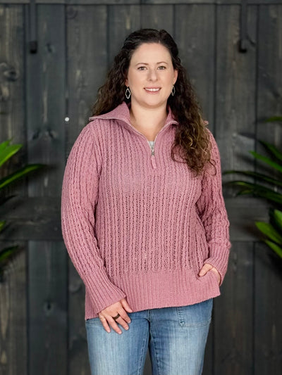 Weave Your Way Sweater By Simply Southern - Plum