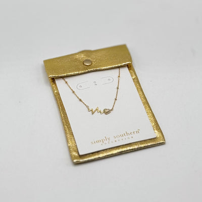 Jewelry By Simply Southern - Heartbeat Dainty Necklace - Gold Tone