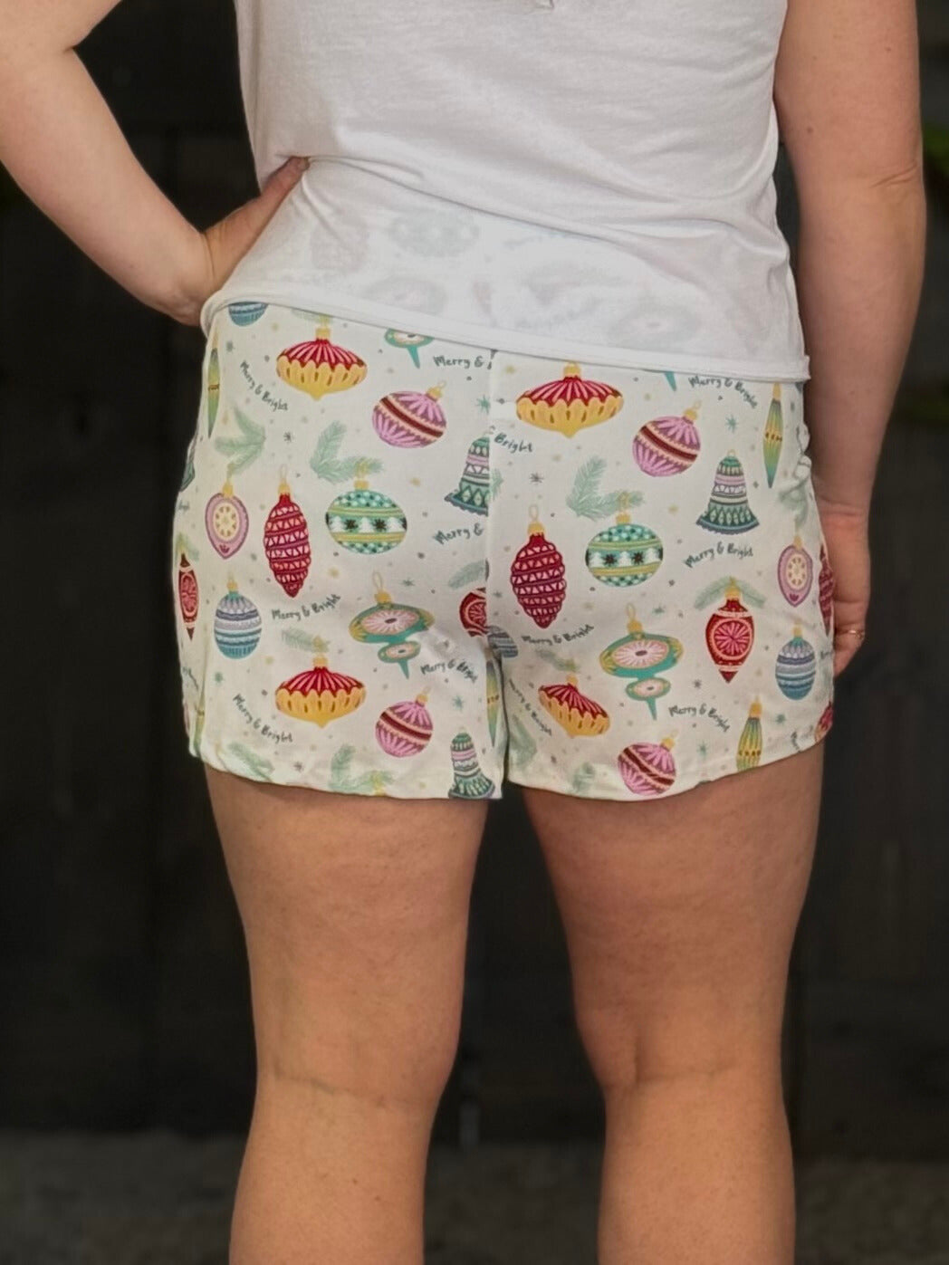 Holiday Lounge Wear By Amanda Blu - Merry & Bright Ornaments Shorts