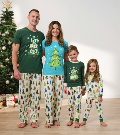 Family Pajama Sets In Christmas Trees