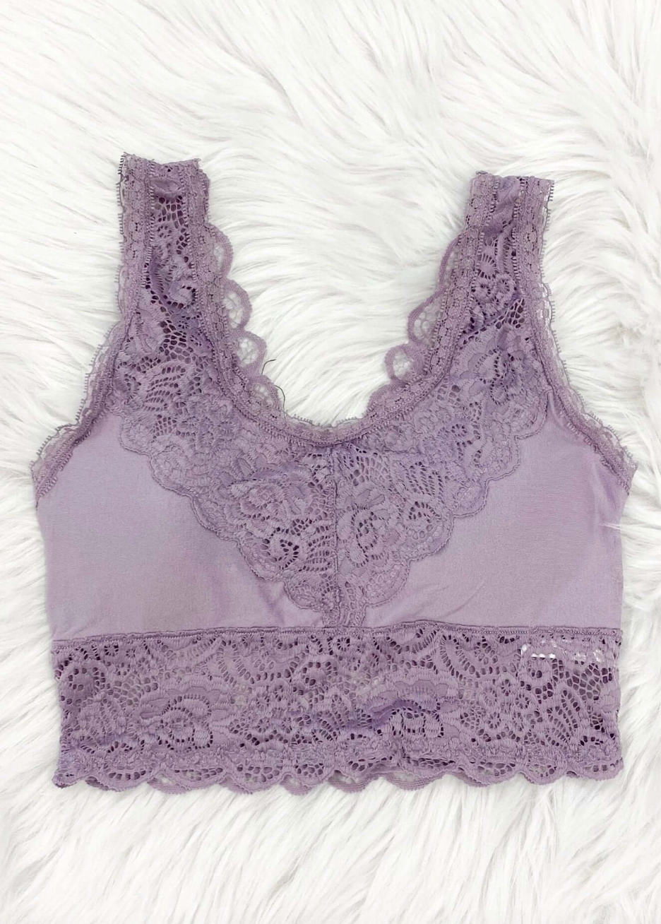 Little Bit Of Lace Bralette in Purple Ash