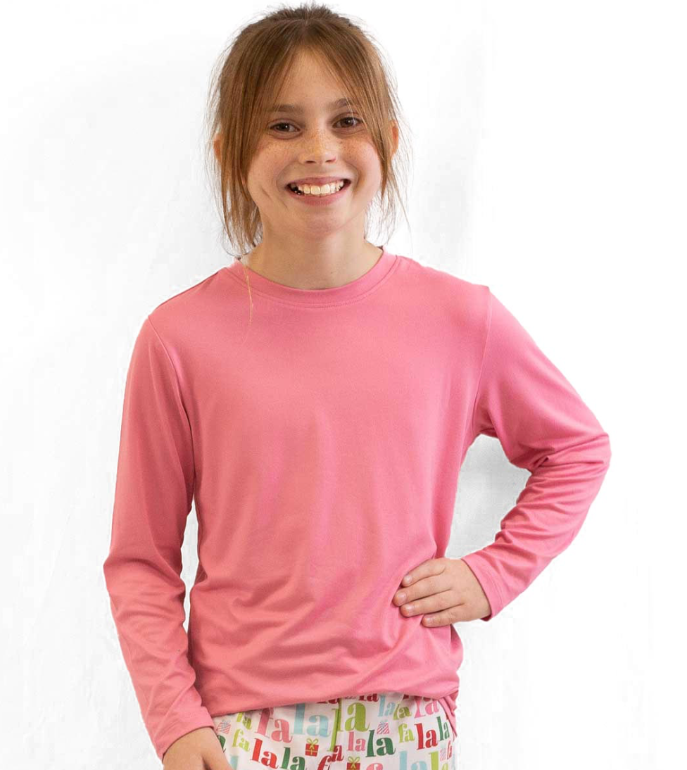 Holiday Family Loungewear By The Royal Standard - Solid Crew Neck - Pink - Youth Long Sleeve