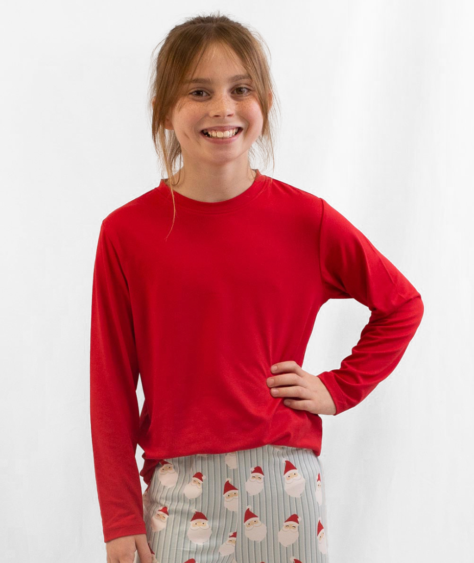 Holiday Family Loungewear By The Royal Standard - Solid Crew Neck - Red - Youth Long Sleeve