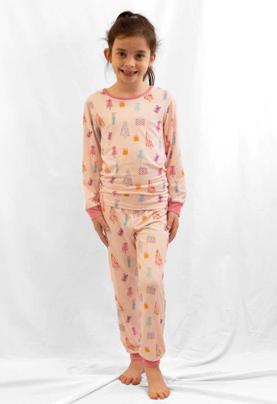 Holiday Family Loungewear By The Royal Standard - Twinkle Trees - Kid's Long Sleeve Pajama Set