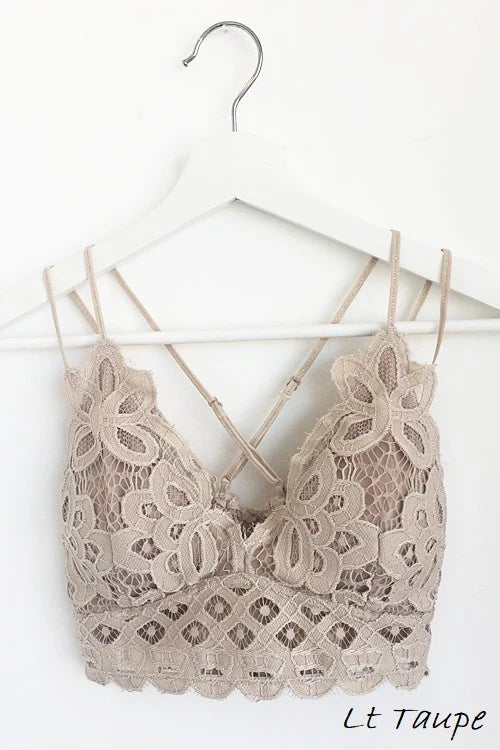 Crochet lace bralette in Light Taupe