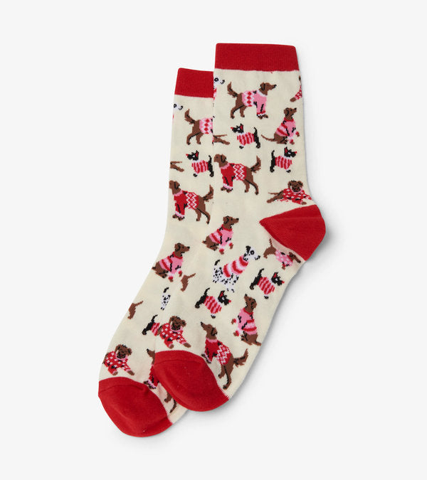 Holiday Crew Socks - Women's - Woofing Christmas