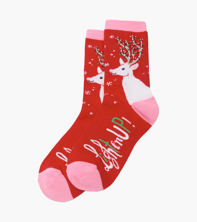 Holiday Crew Socks - Women's - Lighten Up Deer