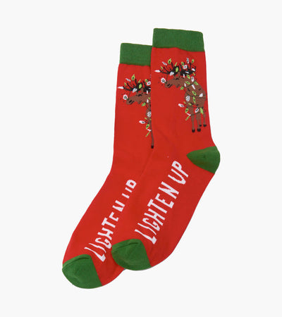 Holiday Crew Socks - Men's - Lighten Up Moose