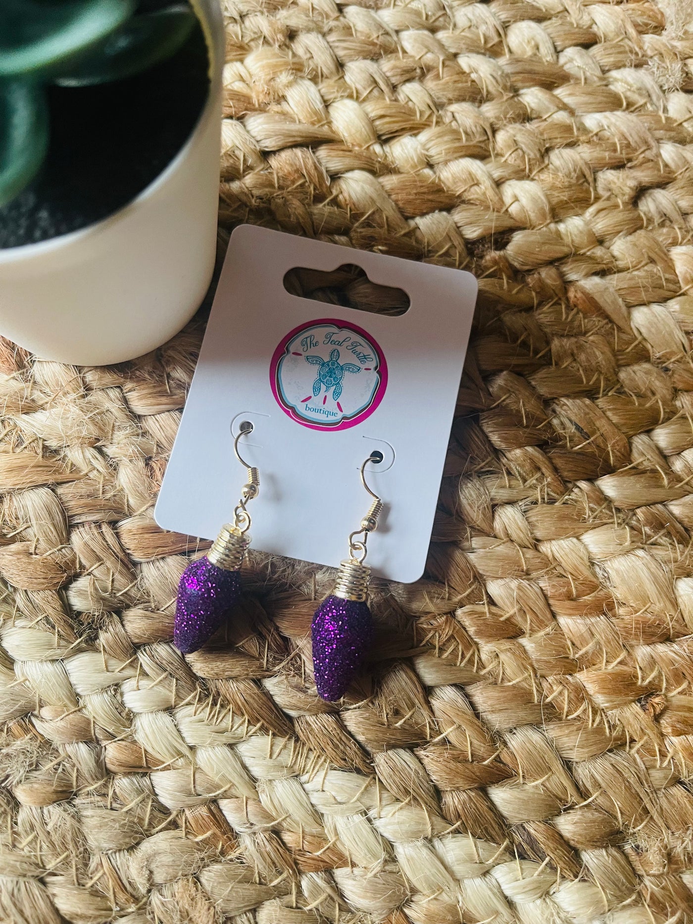 Christmas Ornaments Earrings - Purple