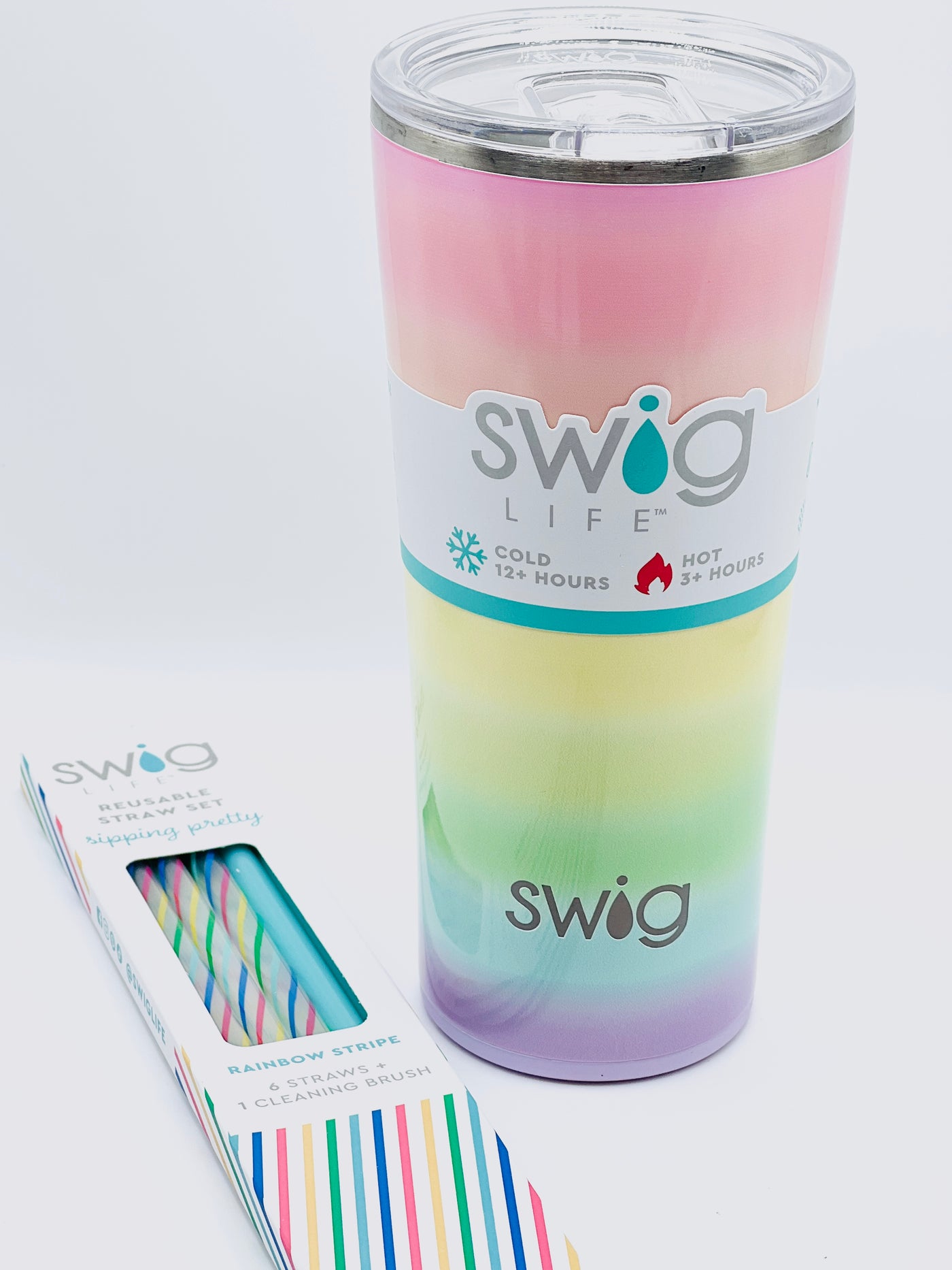 Rainbow + Aqua Reusable Straw Set - Swig Life