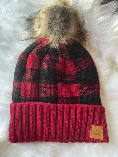 Baby It's Cold Outside Beanies - Black & Red Plaid