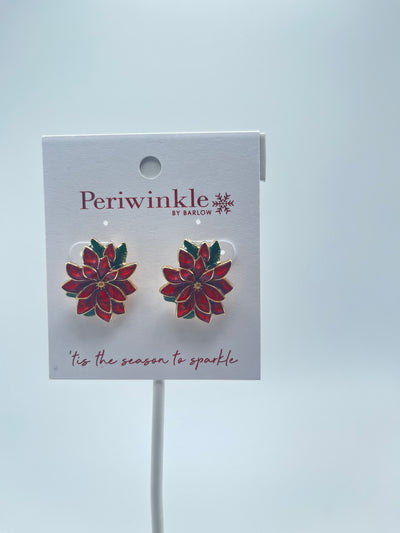 Holiday Collection by Periwinkle - Poinsettia Enamel Posts