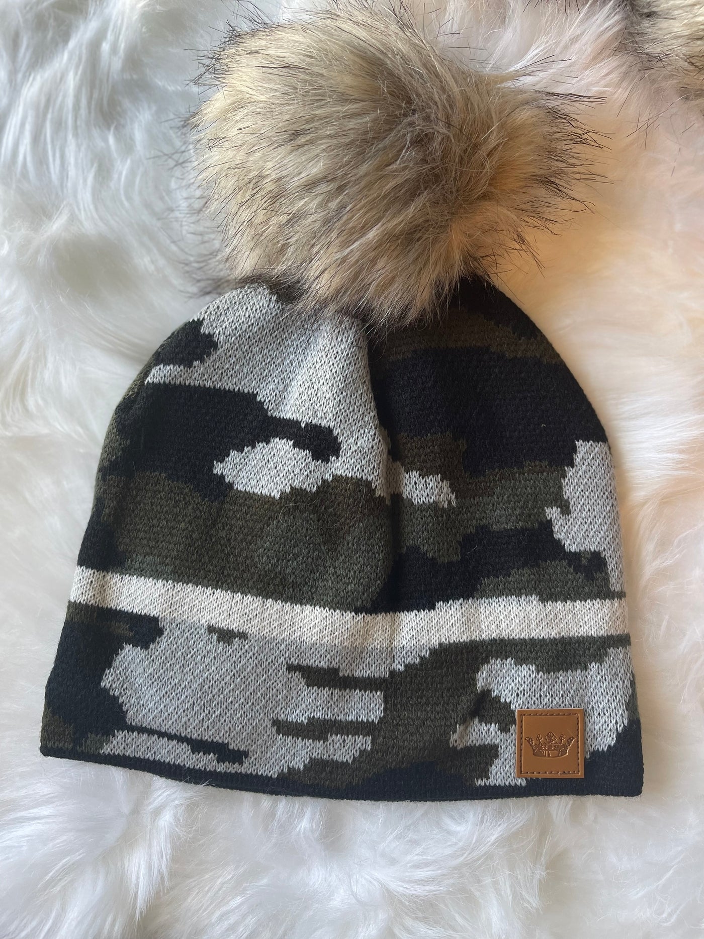 Baby It's Cold Outside Beanies - Camo With White Stripe