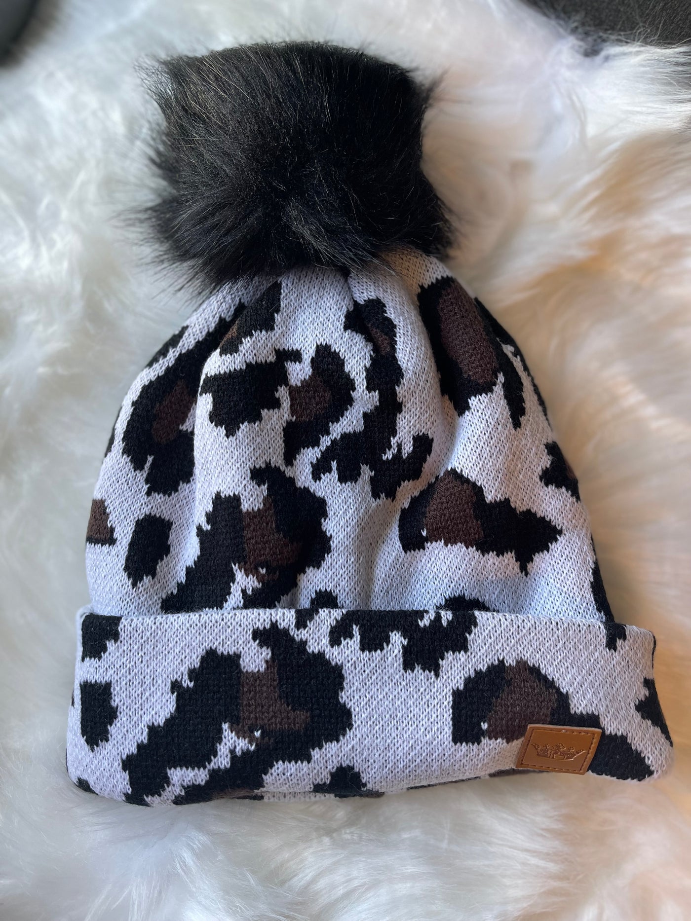 Baby It's Cold Outside Beanies - Cow Print