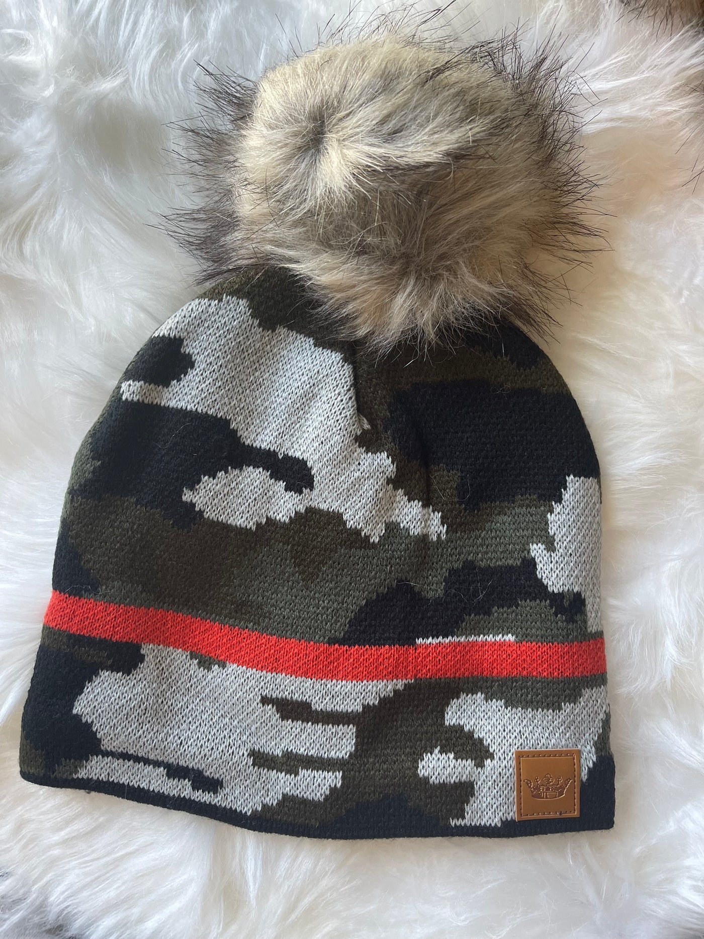 Baby It's Cold Outside Beanies - Camo With Orange Stripe